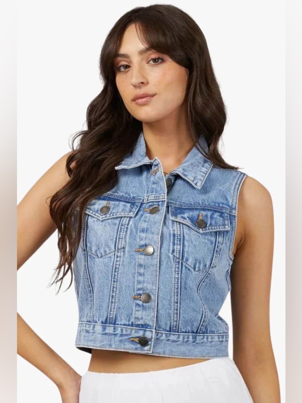 Forever 21 Light Wash Denim Vest Small NWOT Coastal Cowgirl Festival Baddie Y2K